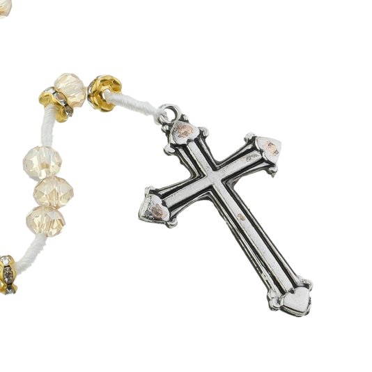 Kit Terço de Nossa Senhora Aparecida com Conta Cristal Caramelo e Strass - 2Un