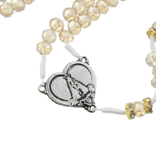 Kit Terço de Nossa Senhora Aparecida com Conta Cristal Caramelo e Strass - 2Un