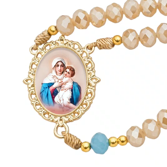 Terço Cristal Luxo Mãe Rainha