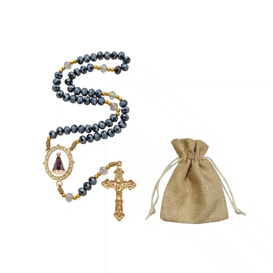 Terço Cristal Luxo Nossa Senhora Aparecida