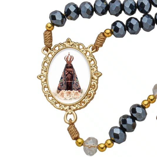 Terço Cristal Luxo Nossa Senhora Aparecida