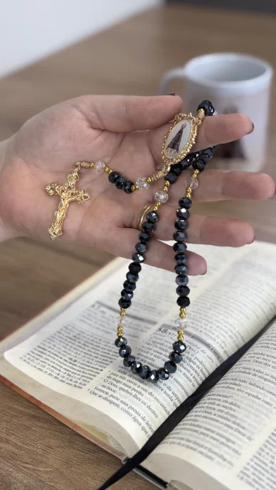Terço Cristal Luxo Nossa Senhora Aparecida