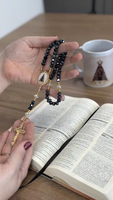 Terço Cristal Luxo Nossa Senhora Aparecida