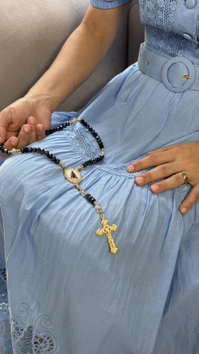 Terço Cristal Luxo Nossa Senhora Aparecida