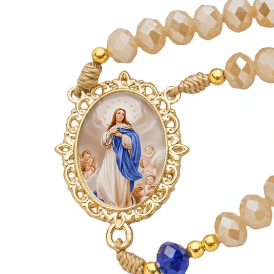 Terço Cristal Luxo Nossa Senhora da Conceição