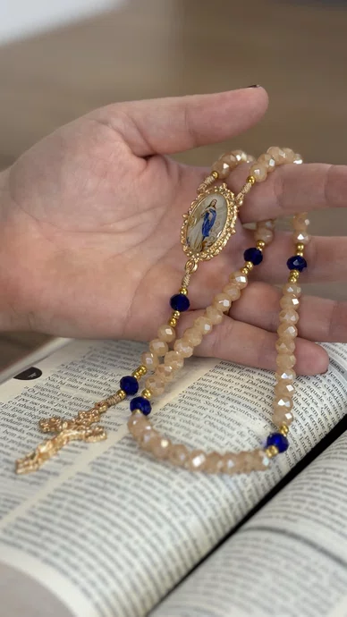 Terço Cristal Luxo Nossa Senhora da Conceição