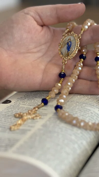 Terço Cristal Luxo Nossa Senhora da Conceição