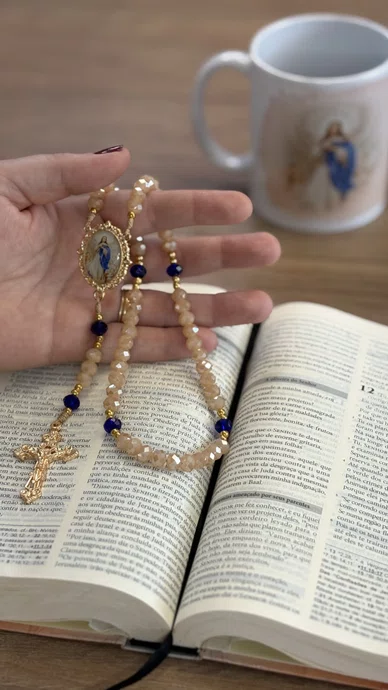 Terço Cristal Luxo Nossa Senhora da Conceição
