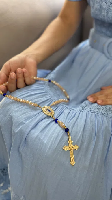 Terço Cristal Luxo Nossa Senhora da Conceição