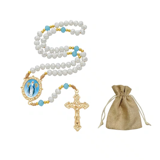 Terço Cristal Luxo Nossa Senhora Das Graças