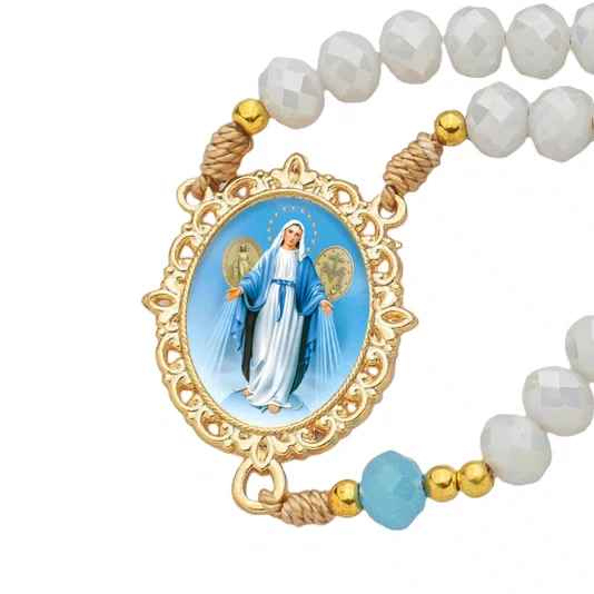 Terço Cristal Luxo Nossa Senhora Das Graças