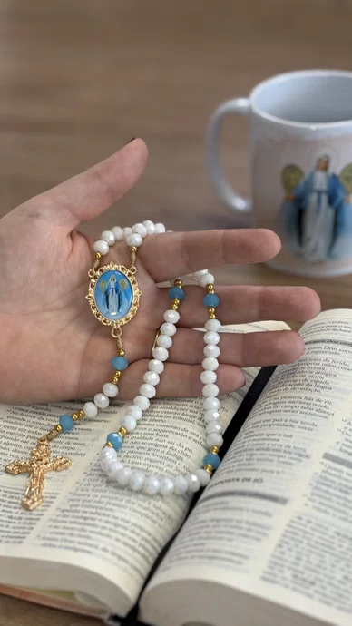 Terço Cristal Luxo Nossa Senhora Das Graças