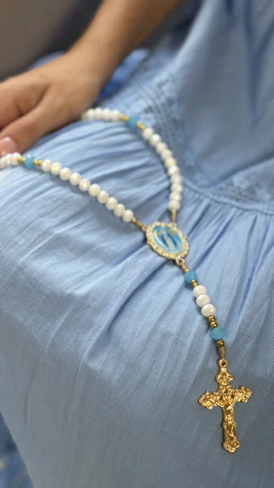 Terço Cristal Luxo Nossa Senhora Das Graças