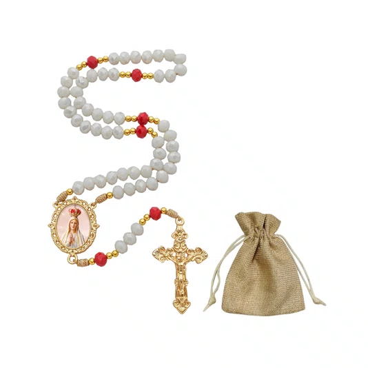 Terço Cristal Luxo Nossa Senhora de Fátima