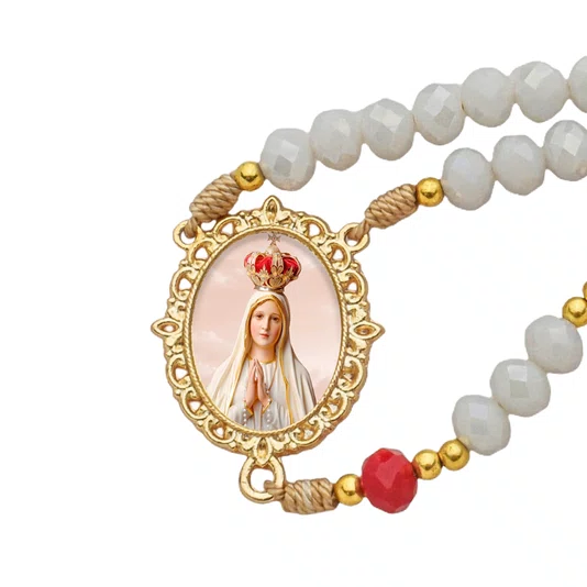 Terço Cristal Luxo Nossa Senhora de Fátima
