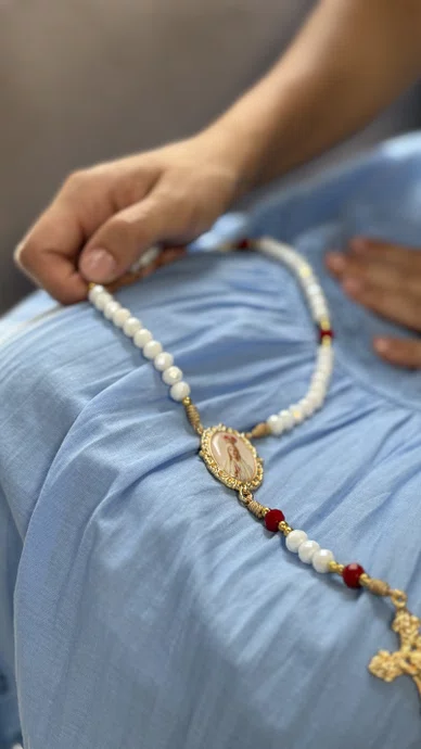 Terço Cristal Luxo Nossa Senhora de Fátima