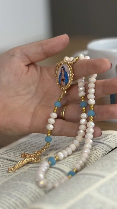 Terço Cristal Luxo Nossa Senhora de Guadalupe