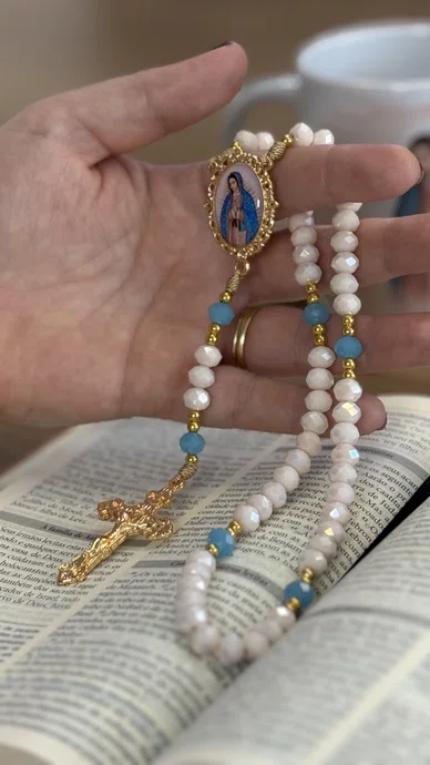 Terço Cristal Luxo Nossa Senhora de Guadalupe