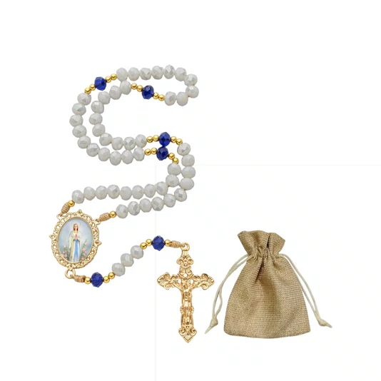 Terço Cristal Luxo Nossa Senhora de Lourdes