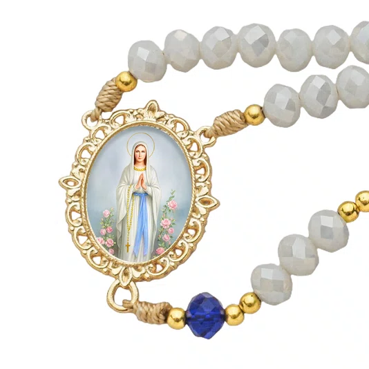 Terço Cristal Luxo Nossa Senhora de Lourdes