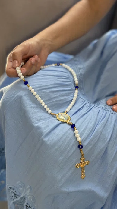 Terço Cristal Luxo Nossa Senhora de Lourdes