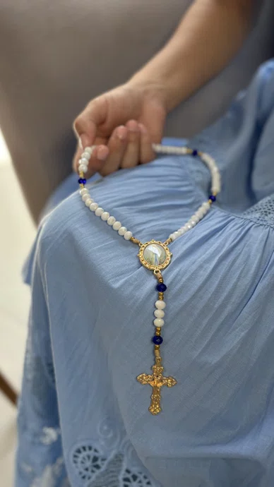 Terço Cristal Luxo Nossa Senhora de Lourdes
