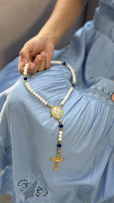 Terço Cristal Luxo Nossa Senhora de Lourdes
