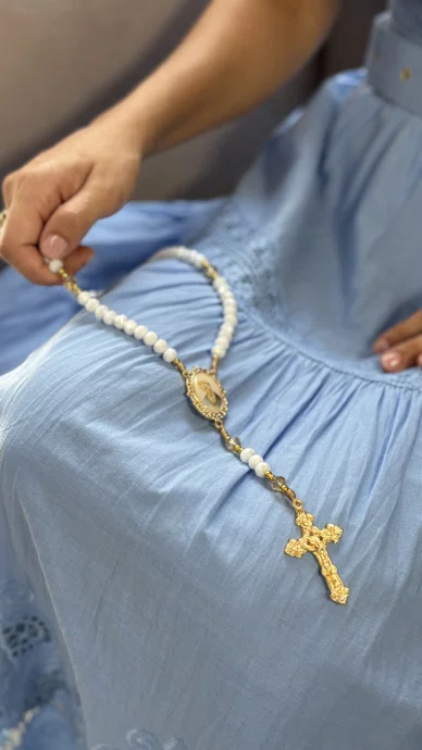 Terço Cristal Luxo Nossa Senhora de Sallete