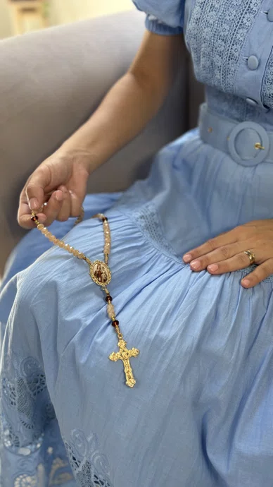 Terço Cristal Luxo Nossa Senhora do Carmo