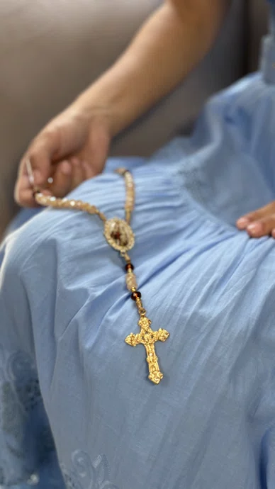 Terço Cristal Luxo Nossa Senhora do Carmo