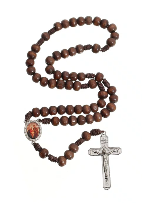 Terço da Sagrada Família de Madeira - Marrom Escuro
