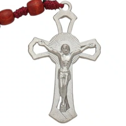 Terço da Via Sacra Madeira Vermelho 6mm
