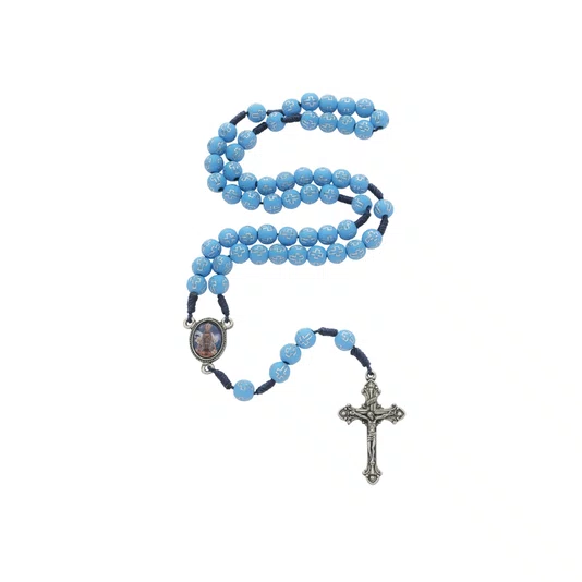 Terço de Nossa Senhora Aparecida com Conta Cruz - Azul Claro