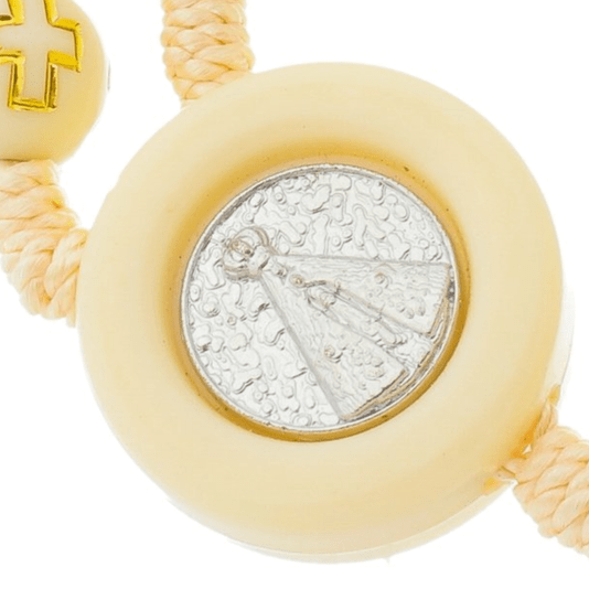 Terço de Nossa Senhora Aparecida com Conta Cruz - Creme