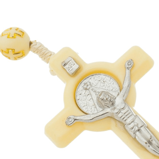Terço de Nossa Senhora Aparecida com Conta Cruz - Creme