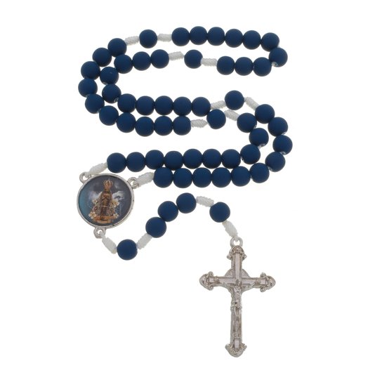 Terço de Nossa Senhora Aparecida com Porta-Terços em MDF - Azul Marinho