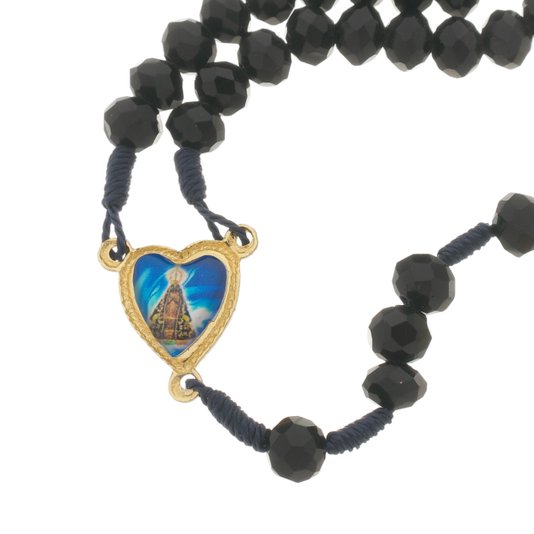 Kit Terço de Nossa Senhora Aparecida com Conta Cristal Preta - 2Un