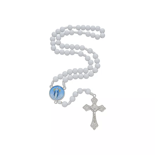 Terço de Nossa Senhora das Graças com Contas Brancas