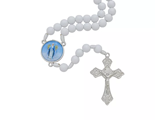 Terço de Nossa Senhora das Graças com Contas Brancas