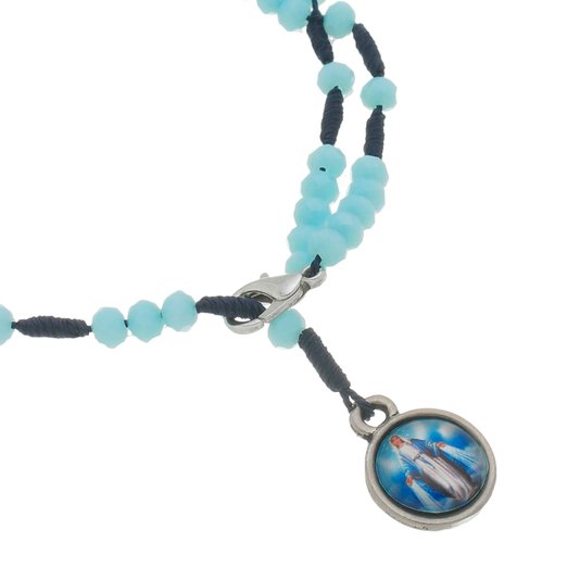 Kit Terço de Pulso de Nossa Senhora das Graças e Contas Cristal Azul - 2Un
