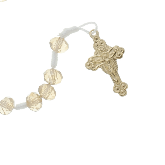 Kit Terço de Nossa Senhora de Fátima com Contas Cristal Caramelo - 2Un