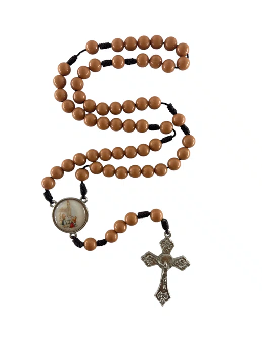 Terço de Nossa Senhora de Fátima com Contas Salmão