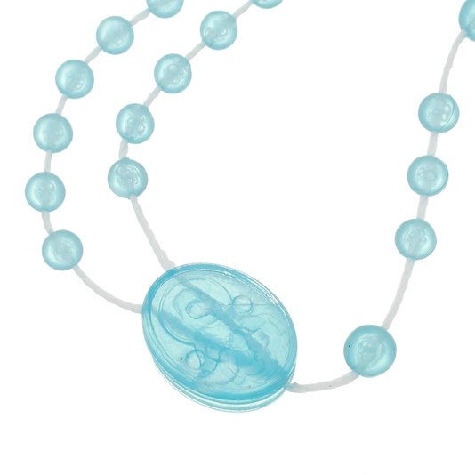 Kit Terço de Nylon Plástico Azul Claro Cristal - 12un