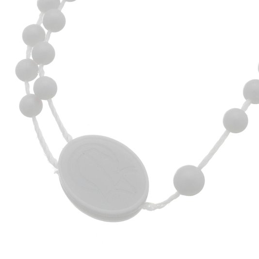 Kit Terço de Nylon Plástico Branco - 12un