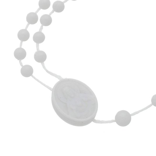 Kit Terço de Nylon Plástico Branco - 12un