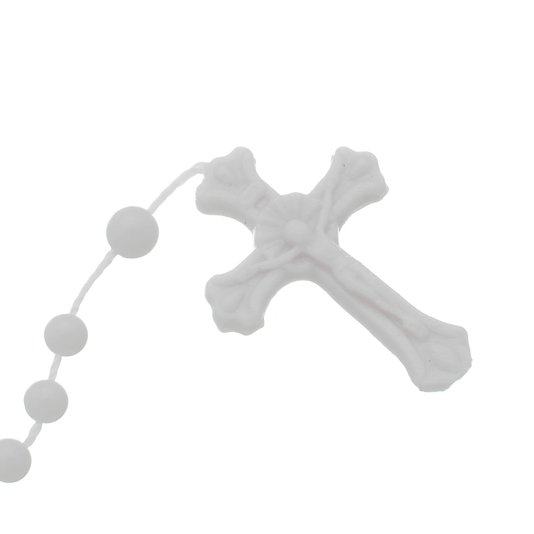 Kit Terço de Nylon Plástico Branco - 12un