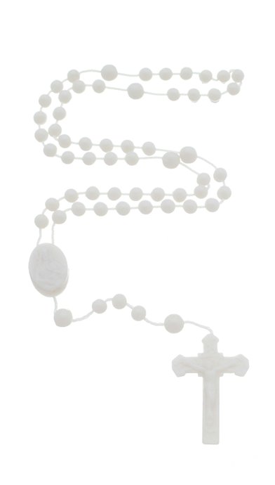 Terço de Nylon com Contas de Plástico e Caixa - Branco