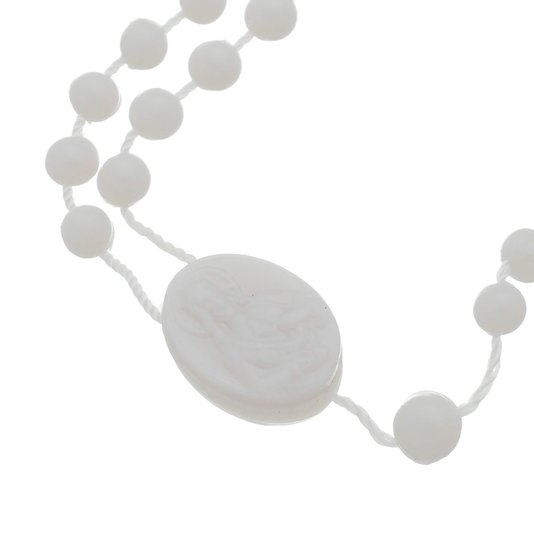 Terço de Nylon com Contas de Plástico e Caixa - Branco