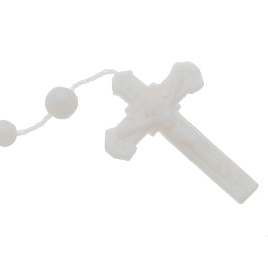 Terço de Nylon com Contas de Plástico e Caixa - Branco