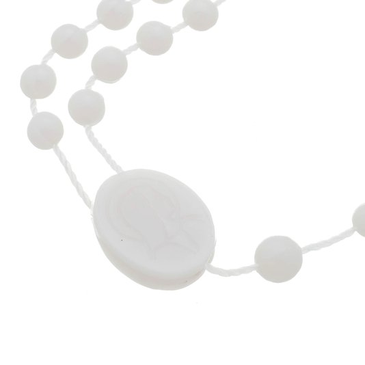 Terço de Nylon com Contas de Plástico e Caixa - Branco